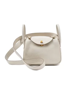 Lindy Mini 19 in Craie (10) with Gold Hardware, Taurillon Clemence Calfskin Women's Crossbody Bag