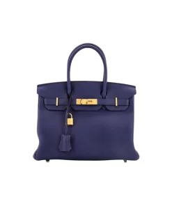 Birkin 30 Gold Hardware Taurillon Clemence & Sombrero II Calfskin Women's Top Handle Bag