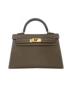 Mini Kelly II in Etoupe Epsom Leather with Gold Hardware – Women's Mini Shoulder Crossbody Handbag