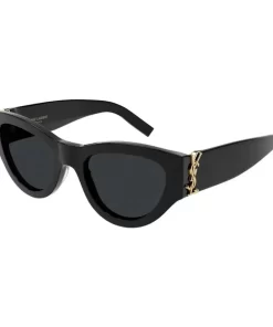 SAINT LAURENT Butterfly-Shaped Acetate Sunglasses with Signature Logo - Women's Black