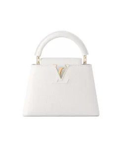 Capucines MM in White Taurillon Leather - Detachable Strap & Monogram Charm (Women's)