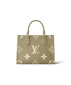 ONTHEGO PM Monogram Giant Embossed Grained Calfskin Tote Bag with Hook Closure, Jungle Collection, Women's Small