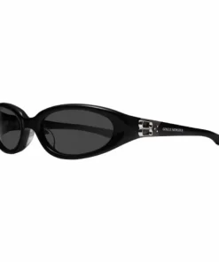 GENTLE MONSTER Solid Color Oval Acetate Sunglasses - Unisex Black