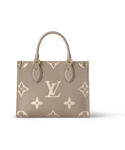 ONTHEGO PM Monogram Giant Empreinte Leather Jungle Tote Bag, Women's Small, Elephant Grey and Cream
