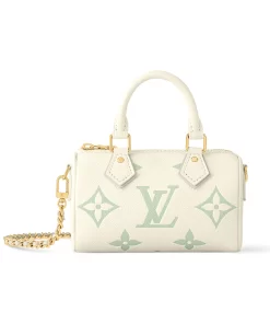 Nano Speedy in Empreinte Leather - Detachable Chain Strap (Women's Latte White/Matcha)