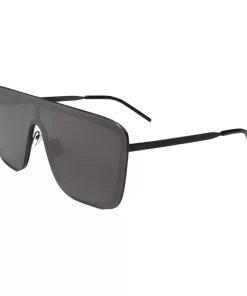 SAINT LAURENT Square Acetate Sunglasses with Engraved Metal Logo - Unisex Black