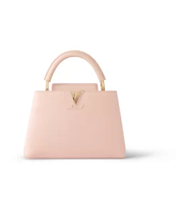 Capucines BB in Pink Taurillon Leather - Detachable Strap & Initial Charm (Women's)