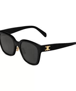 CELINE TRIOMPHE 05 Square Sunglasses - Acetate Frame with Temple Logo (Women's Black)
