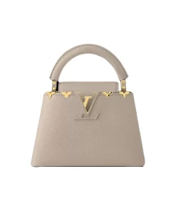 Capucines MM in Taurillon Leather - Detachable Strap (Women's Étoupe)