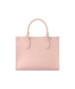 ONTHEGO PM Monogram Giant Embossed Grained Calfskin Tote Bag with Hook Closure, Jungle Collection, Women's Small, Light Pink