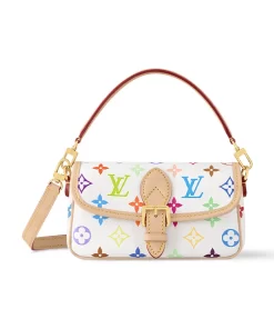 Diane PM Bag in Leather with Detachable Monogram Strap, Women's Small, Brown