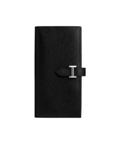HERMÈS Bearn Long Wallet in Noir Epsom Calfskin with Palladium Hardware - Women's