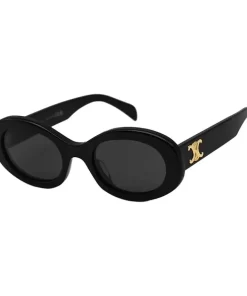 CELINE Oval Sunglasses with Patterned Temples - Unisex Black