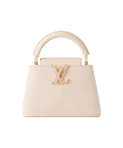 Capucines MM in Quartz White Taurillon Leather - Adjustable Strap (Women's)