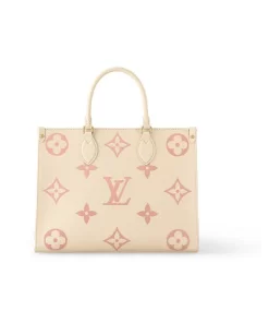 ONTHEGO MM Bi-Color Monogram Jungle Tote Bag in Embossed Leather, Women's Medium